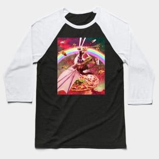 Laser Eyes Outer Space Cat Riding Dragon Baseball T-Shirt